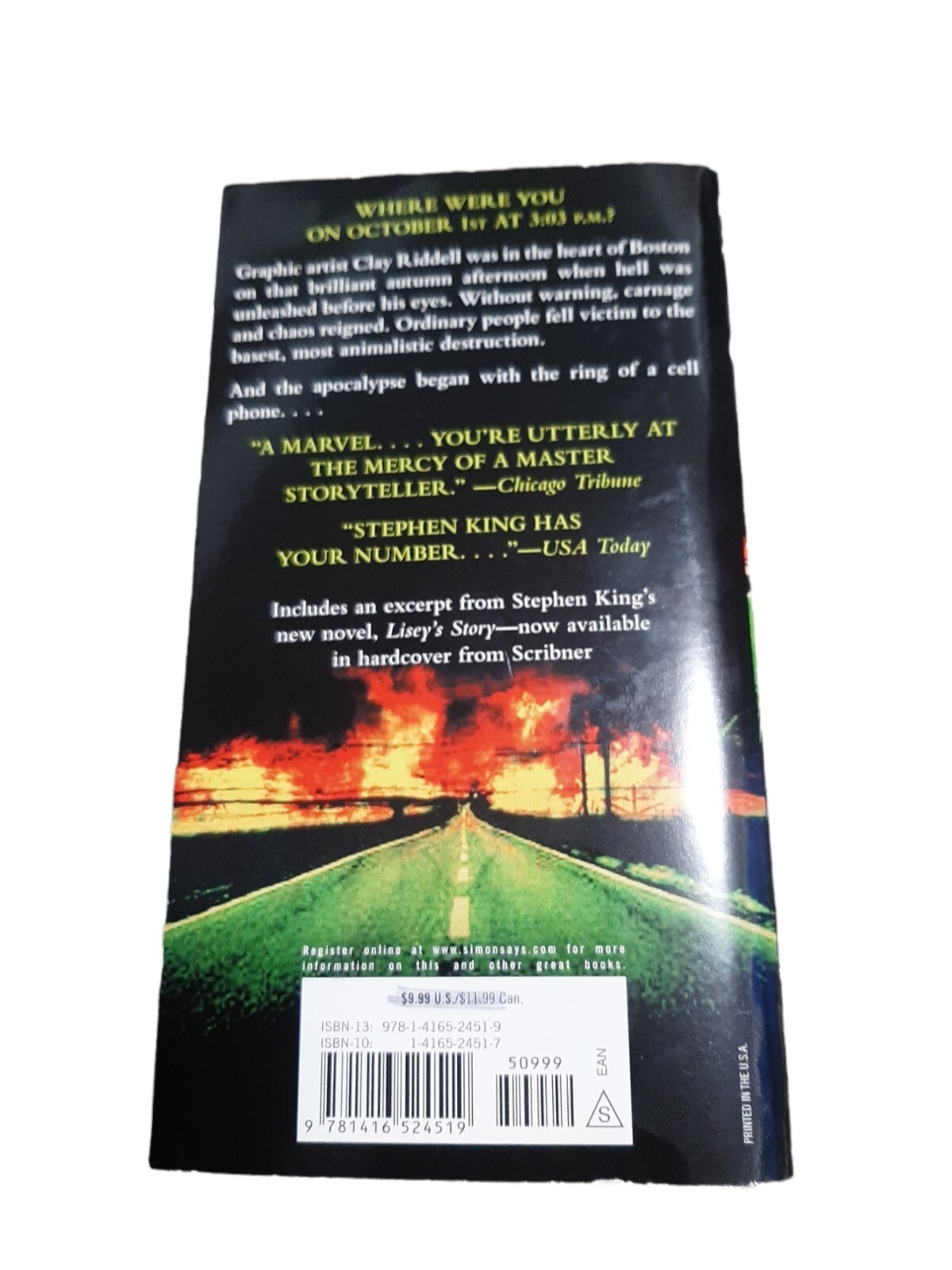 Stephen King « Cell » A Novel/Paperback/480 pages/Suspense/Thriller Good Condition