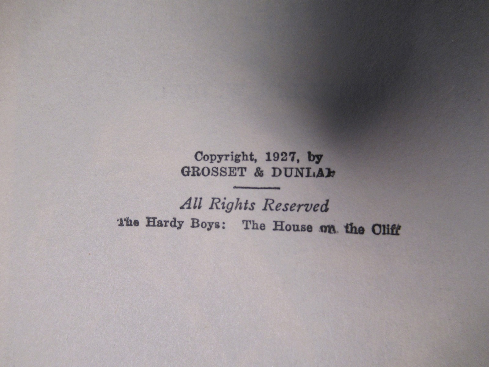 1927 , Original issue , The Hardy Boy&rsquo;s , The House on the Cliff ,