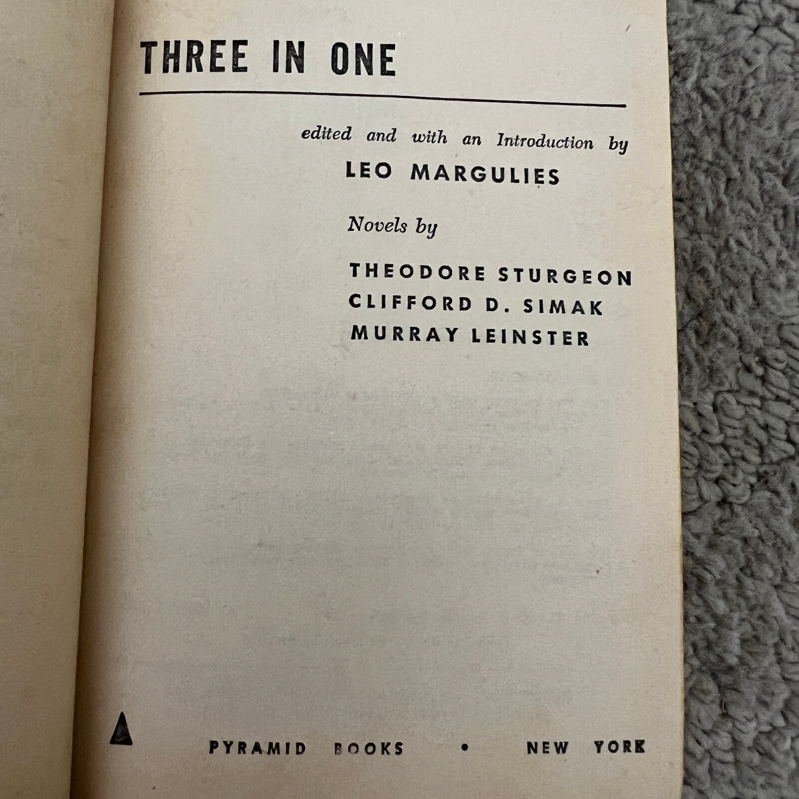Three in One Science Fiction Paperback Book by Leo Margulies Pyramid 1963