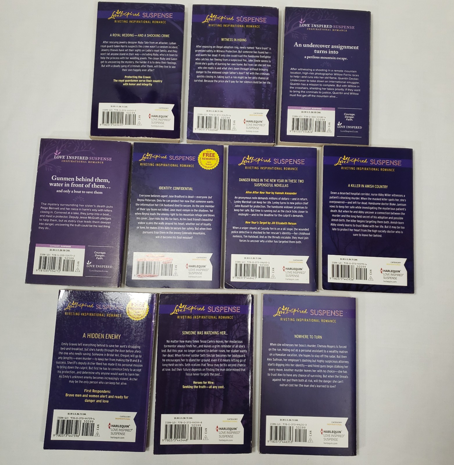 Love Inspired Suspense Lot of 10 Books Christian Inspirational Romance Novels
