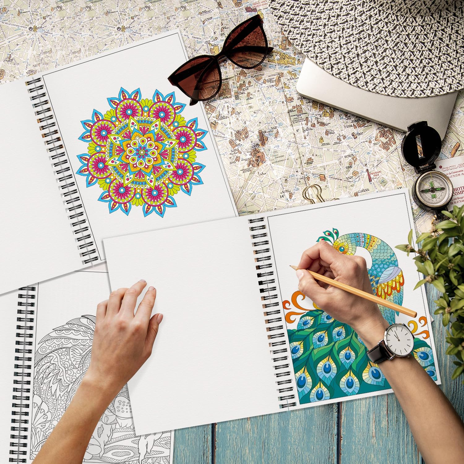 Kalysky Adult Coloring Books Set:3 Coloring Books for Adults Animal Flowers & Ot