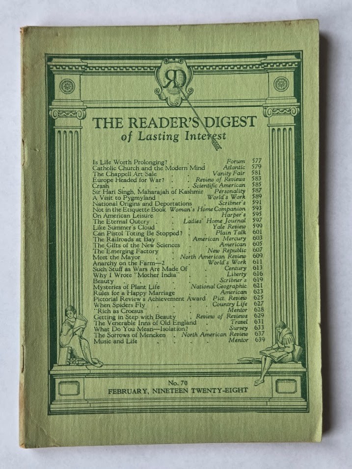 Antique 1928 The Reader&rsquo;s Digest of Lasting Interest Magazine Booklets U Choose