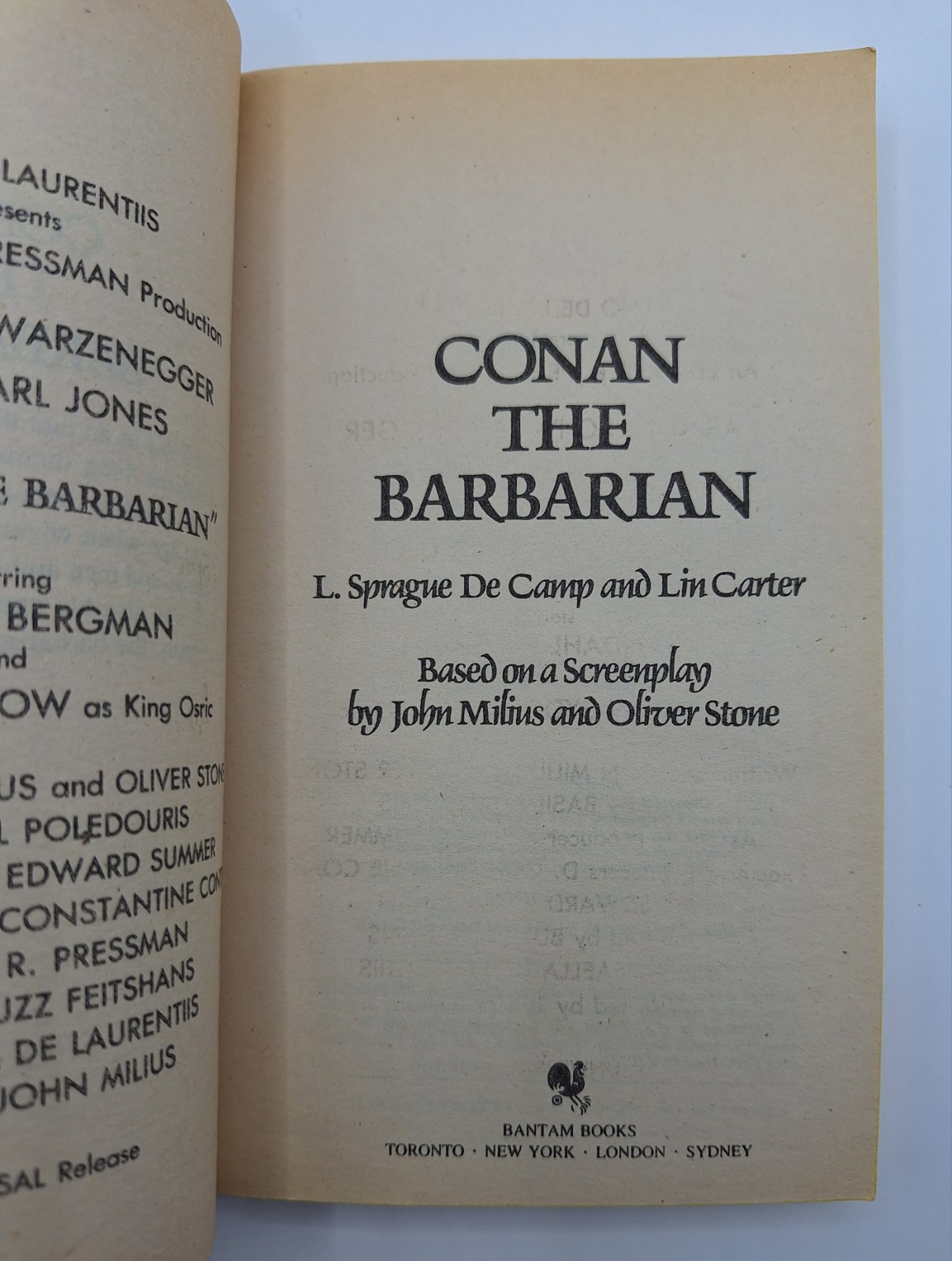 CONAN THE BARBARIAN Movie Novel Bantam 1982 1st Printing Paperback VGC