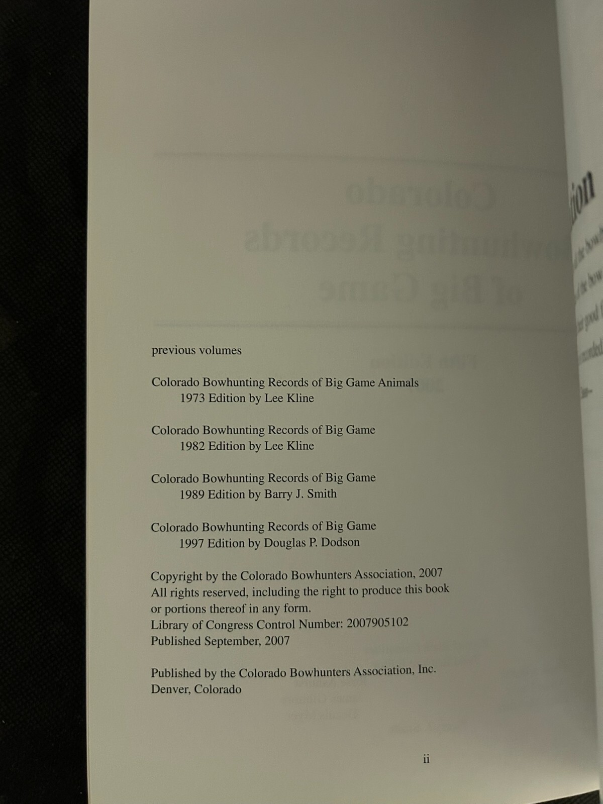 Colorado Bowhunting Records of Big Game Animals 5th Ed. paperback 364 pages