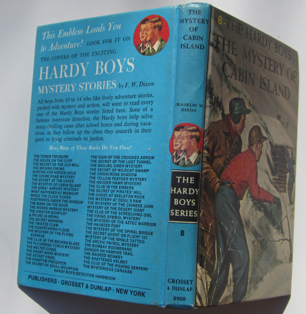 Hardy Boys Mystery Of Cabin Island Hardcover Book #8 1976 Vintage White Multi