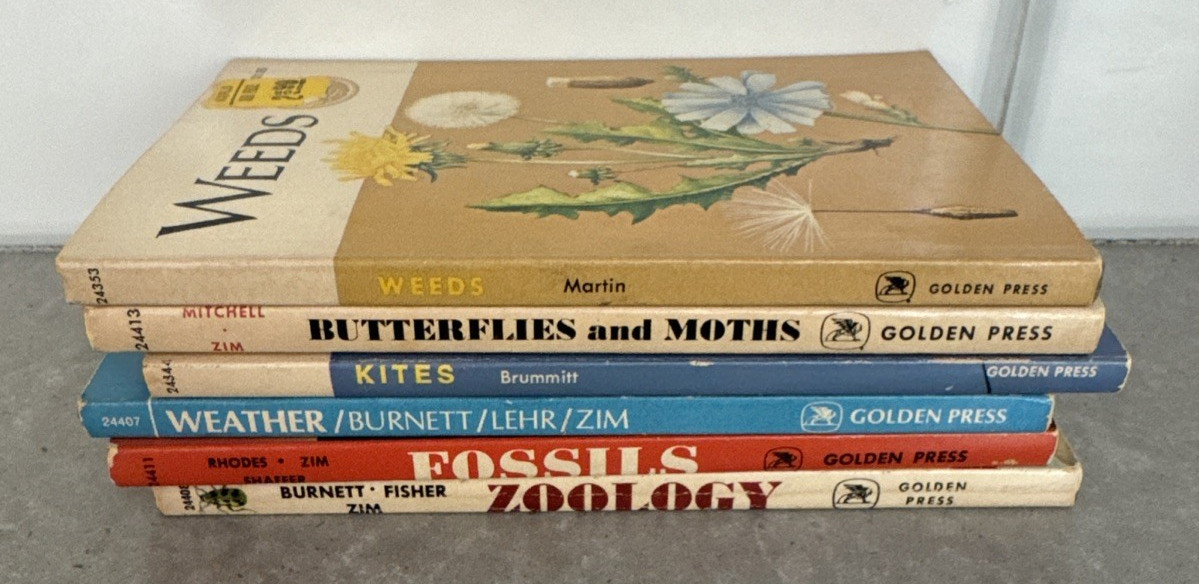Lot of 6 1950&rsquo;s/60&rsquo;s Golden Nature Guide Vintage Children&rsquo;s Science PB Books MCM