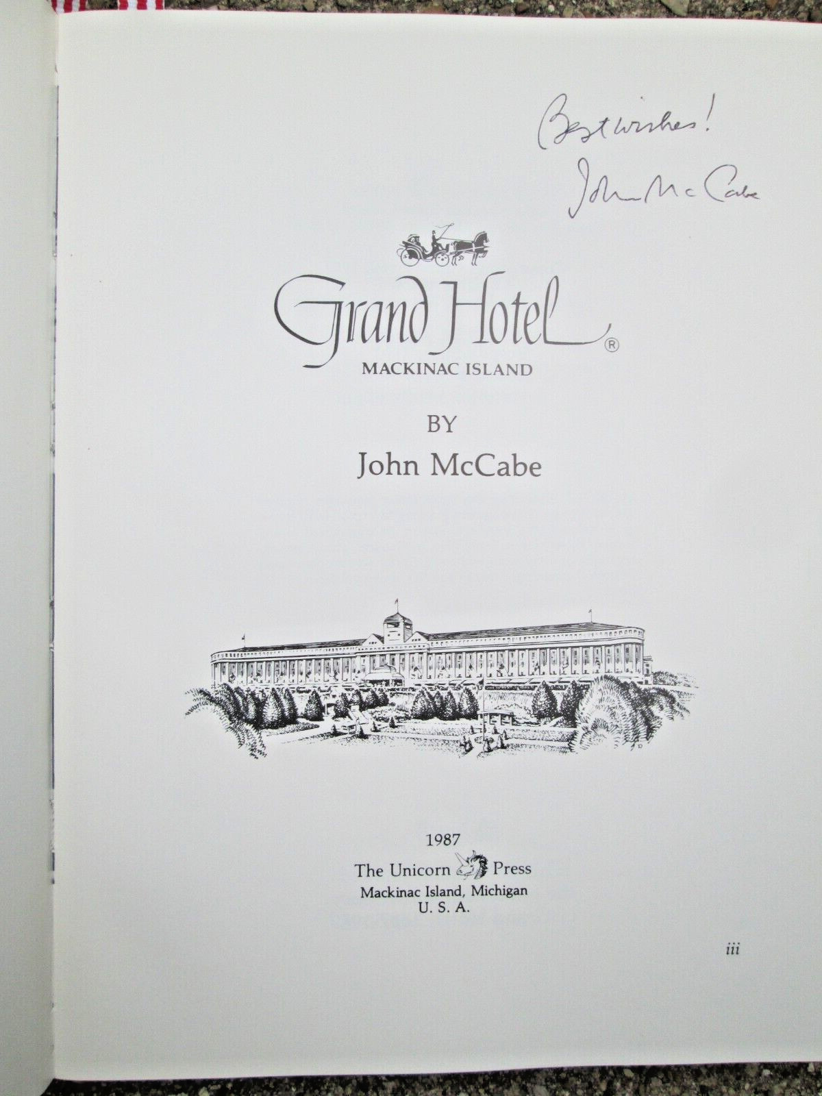 Grand Hotel Mackinac Island SIGNED John McCabe HC/DJ LN 1990 2nd Edition