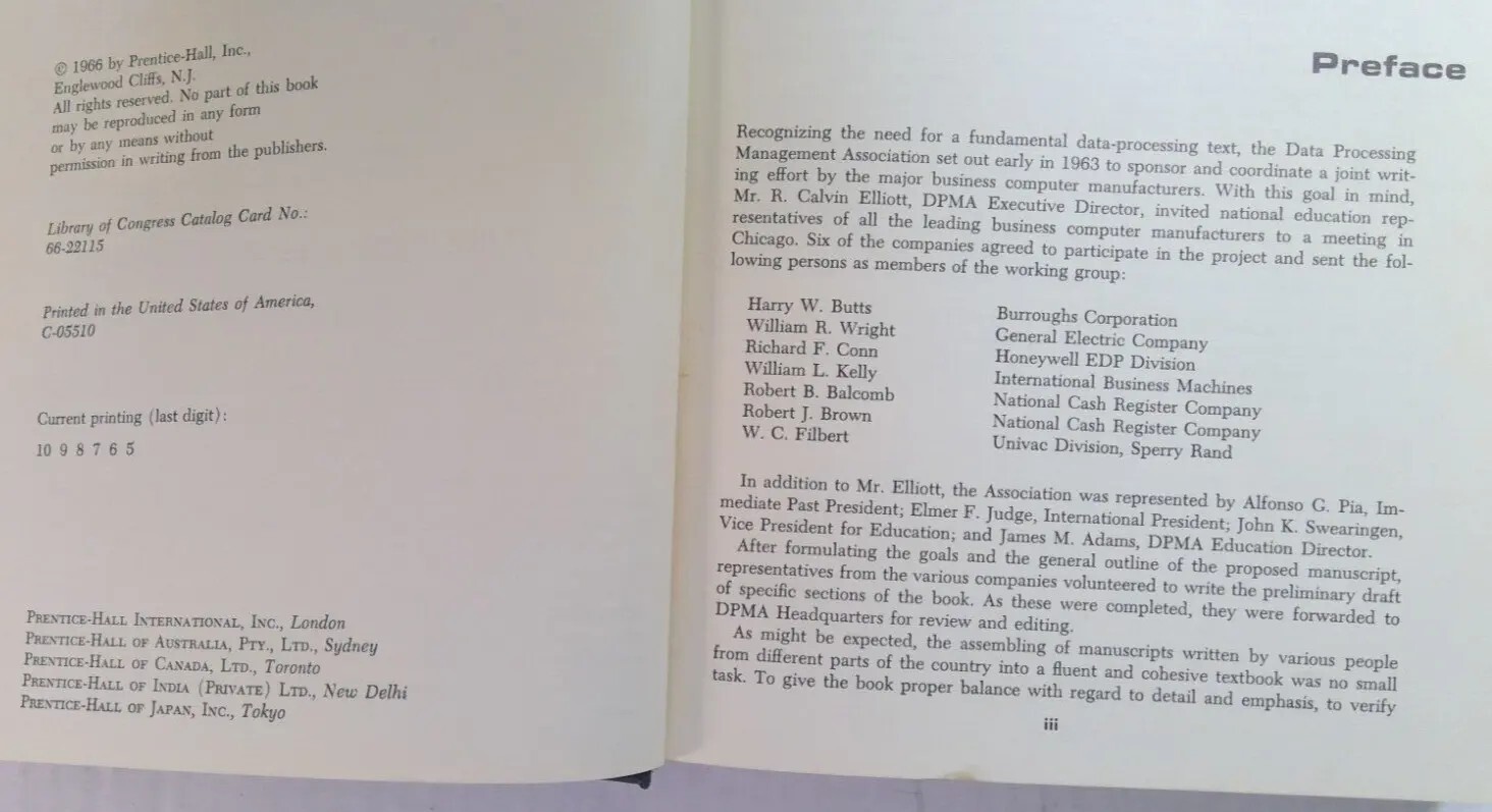 Vintage Computer Programming Book 1966 Automatic Data Processing Elias Awad DJ H