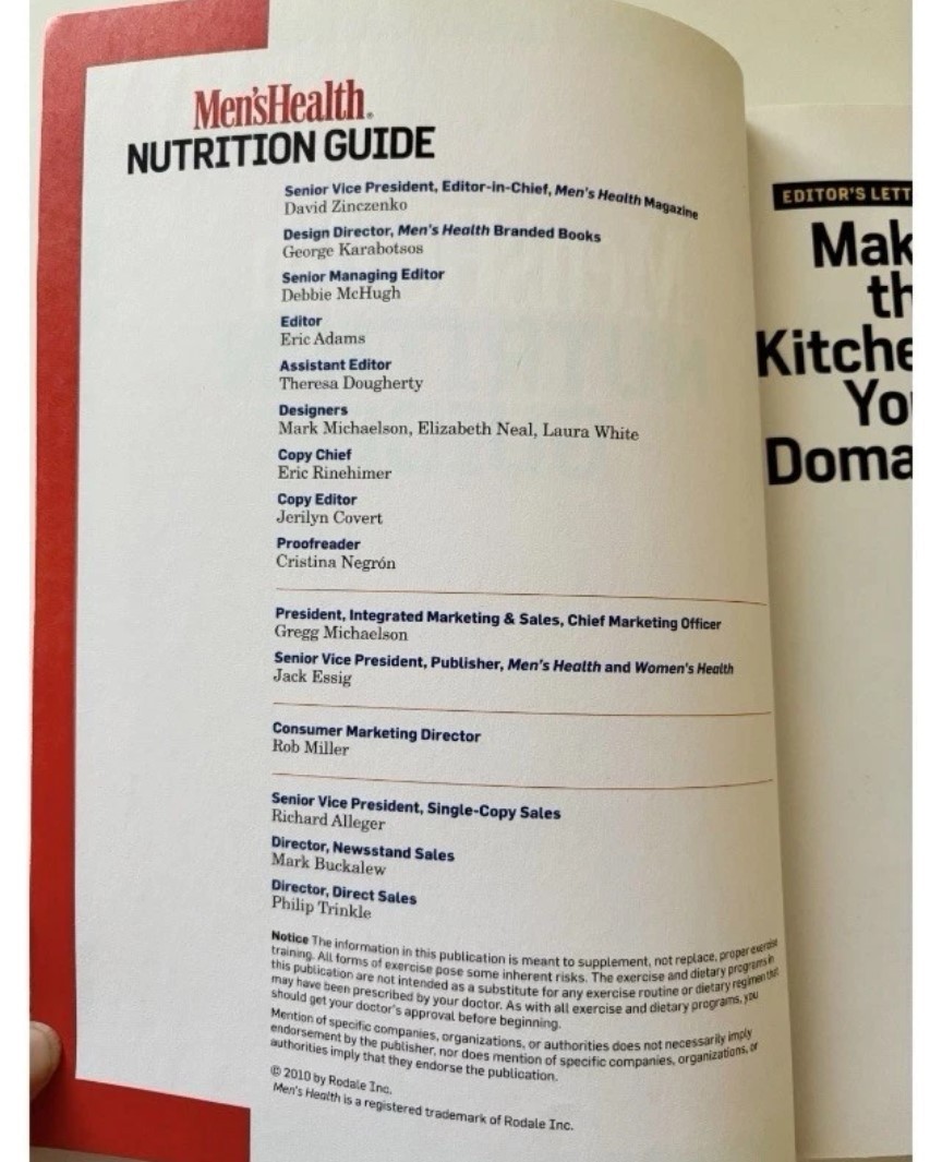 Men&rsquo;s Health Nutrition Guide 2010 – OLD NEW STOCK – NEVER BEEN READ – 176 Pages