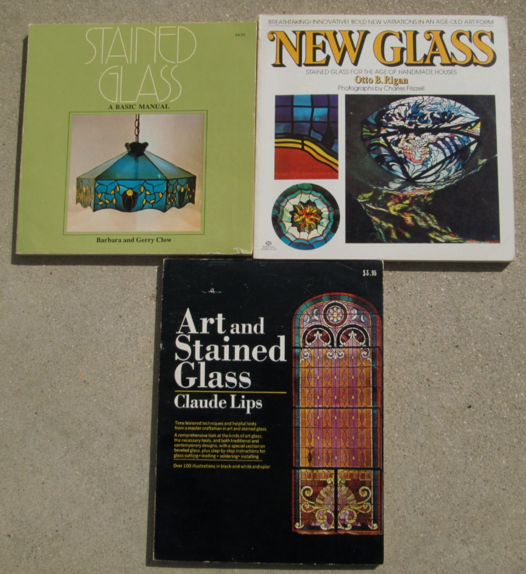 1970&rsquo;s Lot of 3 Stained Glass Paperback Books Basic Manual/Art and Stained Glass