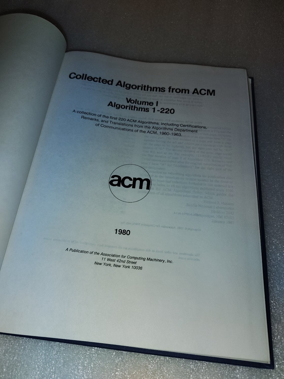 Collected Algorithms from ACM Volumes I-IV 1980-1983 Computer Science