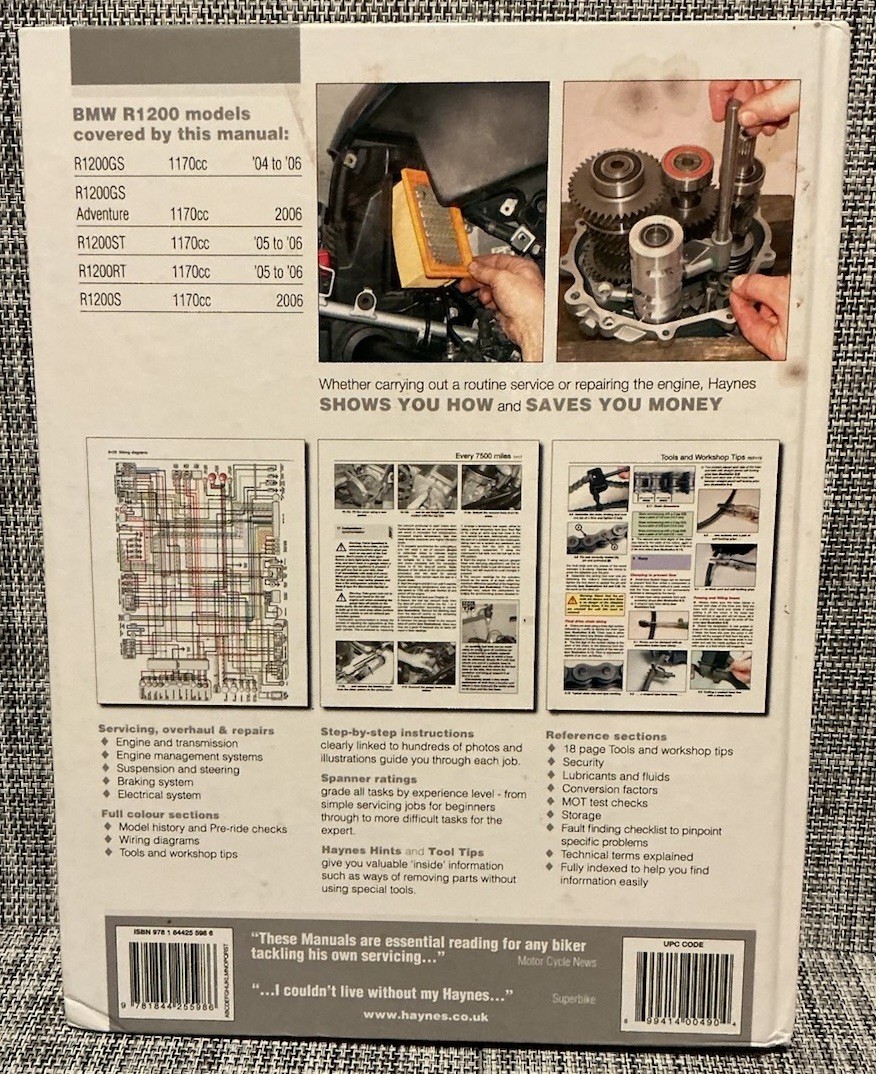 Haynes 4598 BMW R1200 Twins ‘04 to ‘06 Repair Service Manual Used