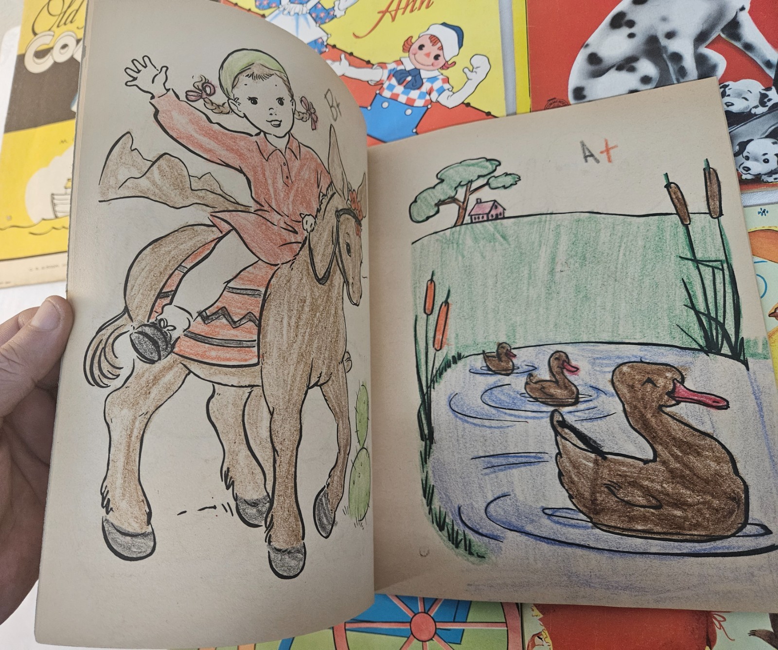 Lot of 10 Vintage USED Children&rsquo;s Coloring Books 1950&rsquo;s-60s Era in Nice Shape
