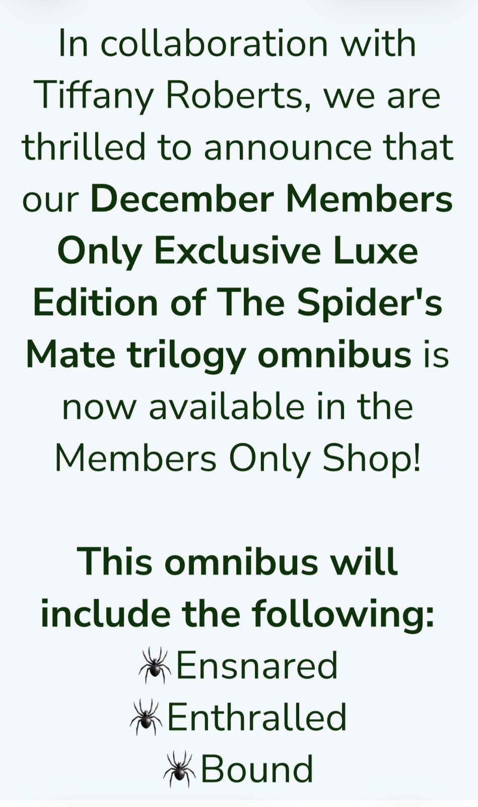 The Spider&rsquo;s Mate Trilogy Omnibus by Tiffany Roberts BOOKISH EXCLUSIVE Sealed