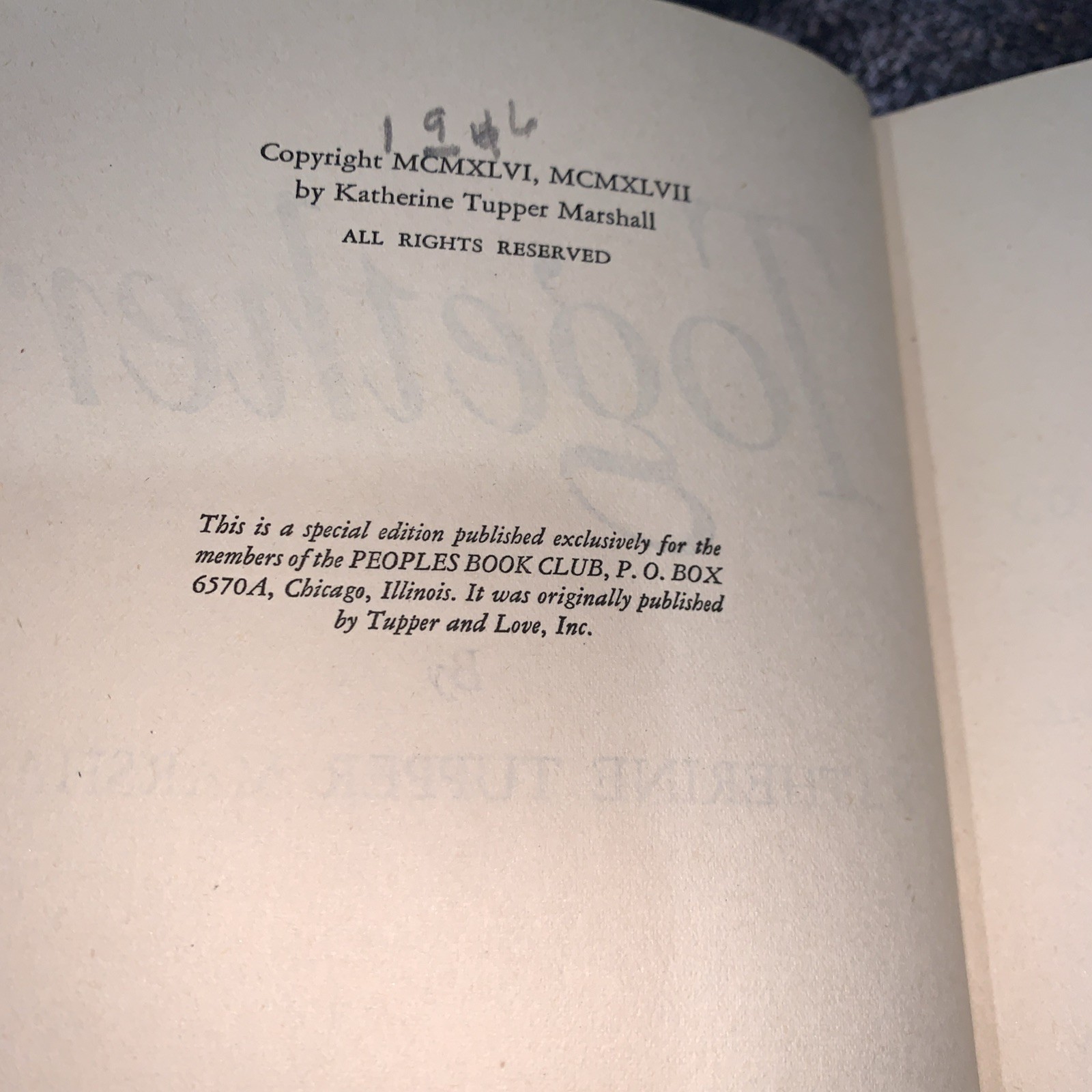 1947 « Together » Katherine Tupper Marshall Hardcover General Marshall