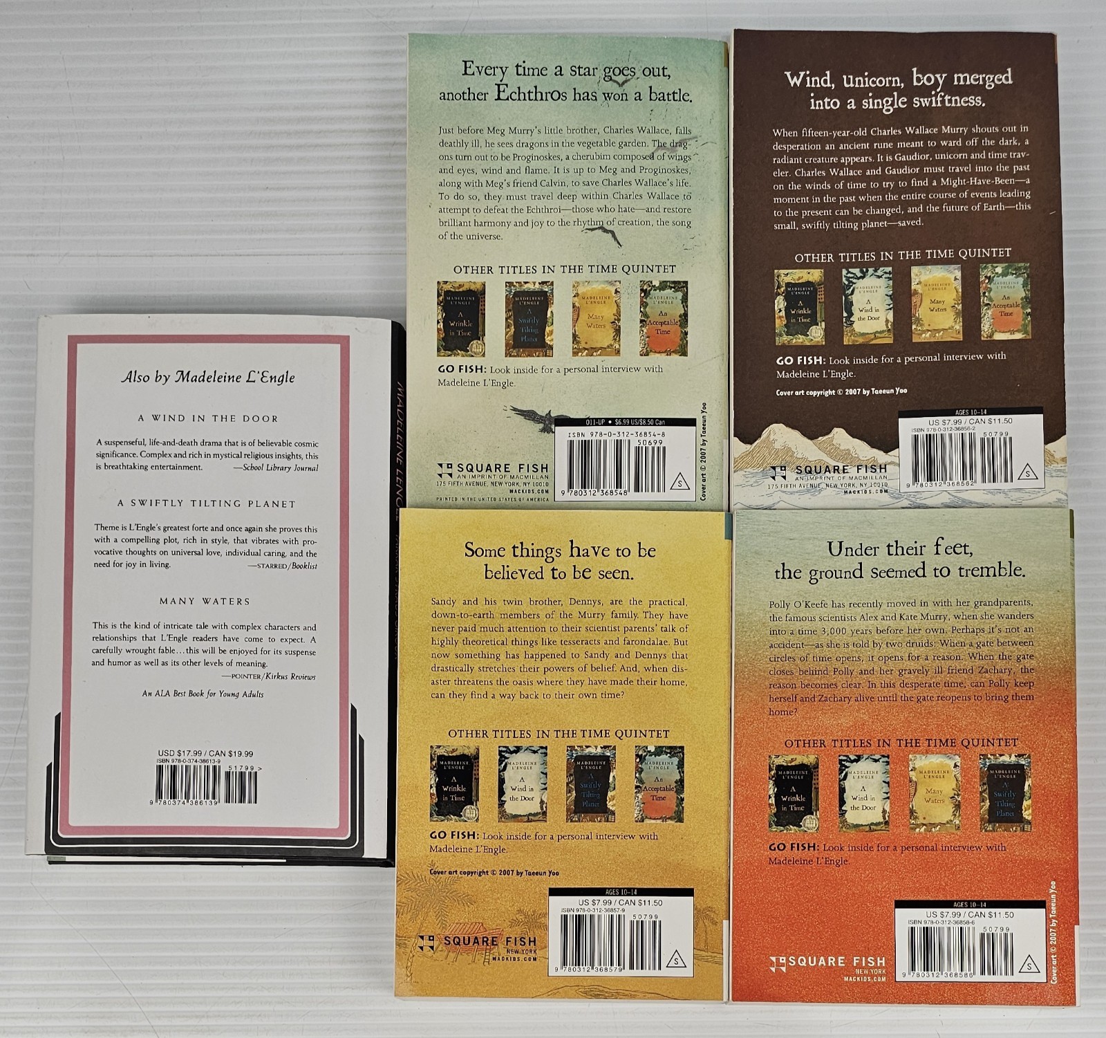 Madeleine L&rsquo;Engle Book Set Wrinkle In Time, Swiftly Tilting Planet, Many Waters+