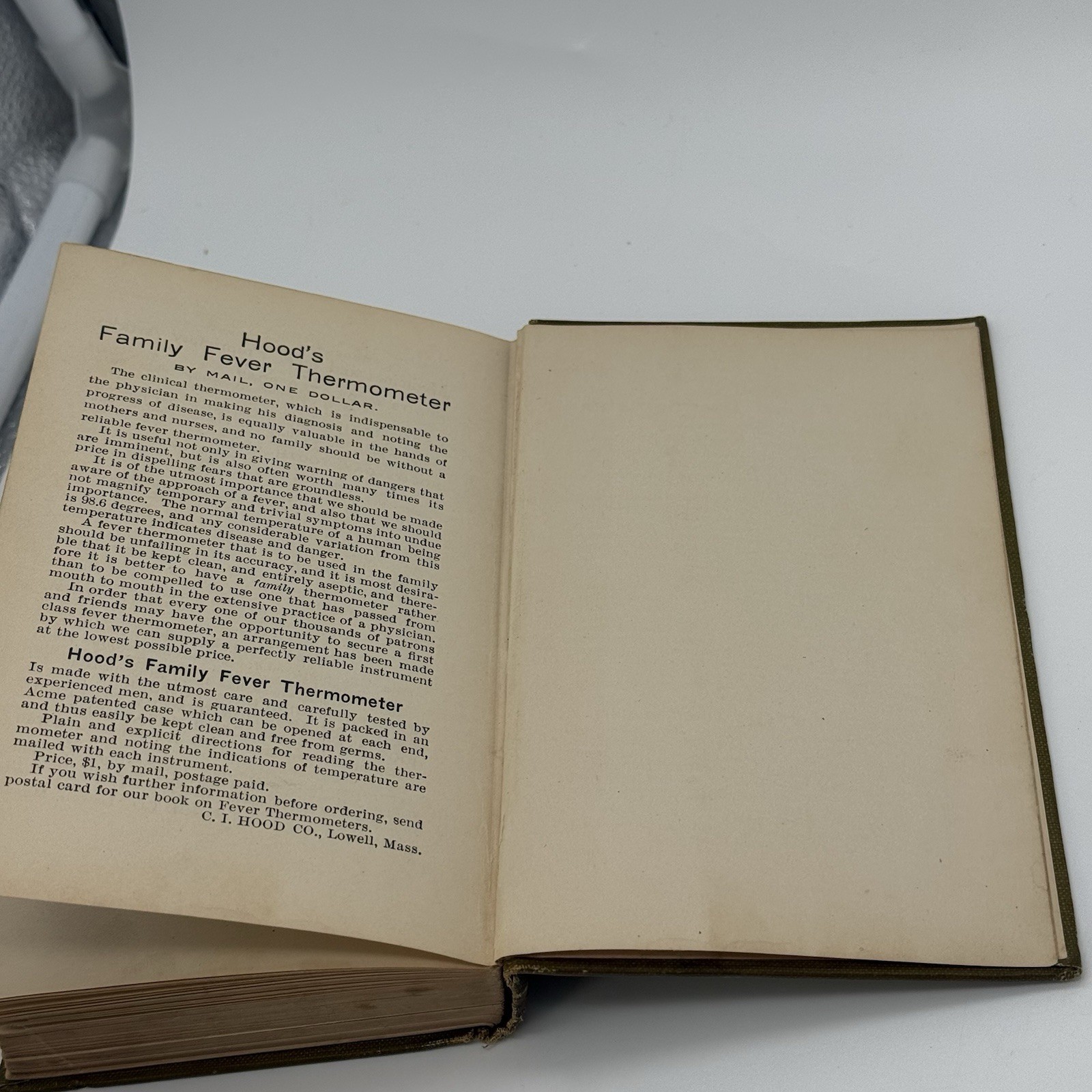 Antique Hood&rsquo;s Practical Cook&rsquo;s Book Lowell Massachusetts 1897 6th Printing HC