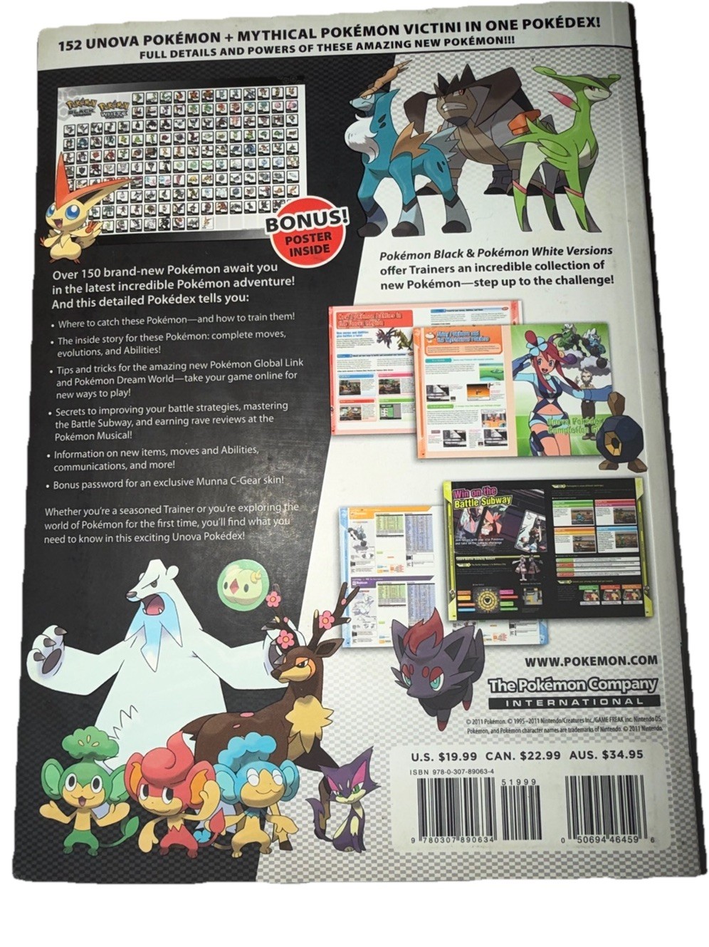 Official POKEMON Black and White Strategy Guide Volume With All Posters Lot Of 3
