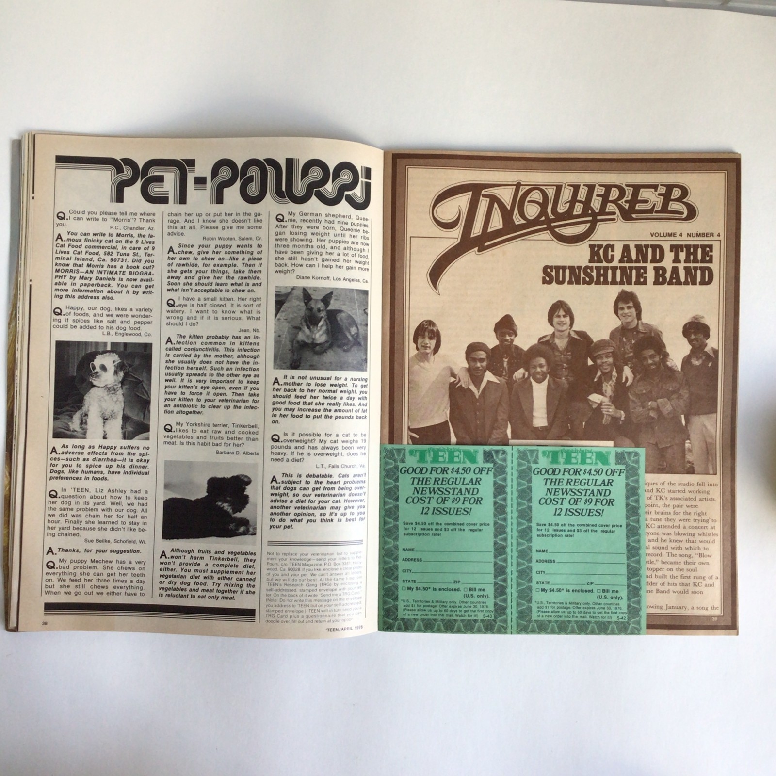 Vintage TEEN Magazine – APRIL 1976 Young & Lovin 106 Pages Fashion, Ads, Advice