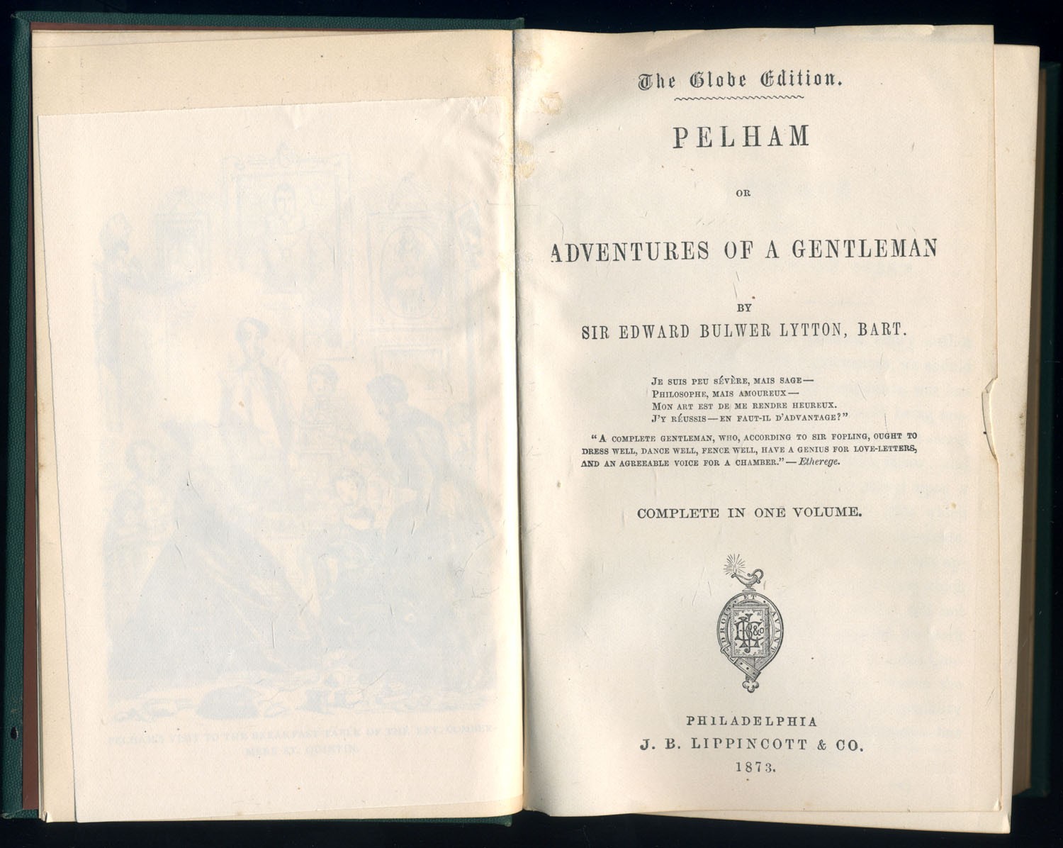 Pelham by Edward Bulwer-Lytton: 1873 Globe Edition, Complete in 1 Volume. NF