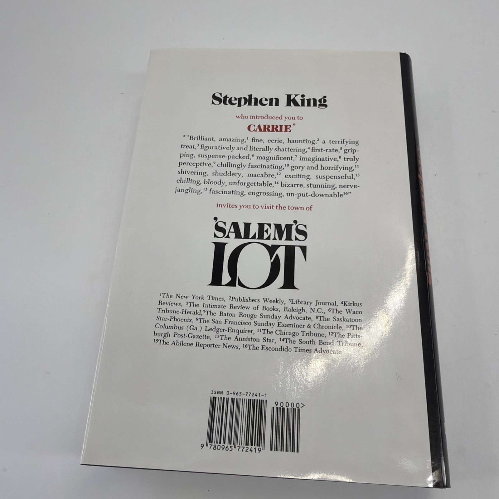 &lsquo;Salem&rsquo;s Lot, Stephen King Hardcover, Book Club Edition, 1975 No Gutter Code