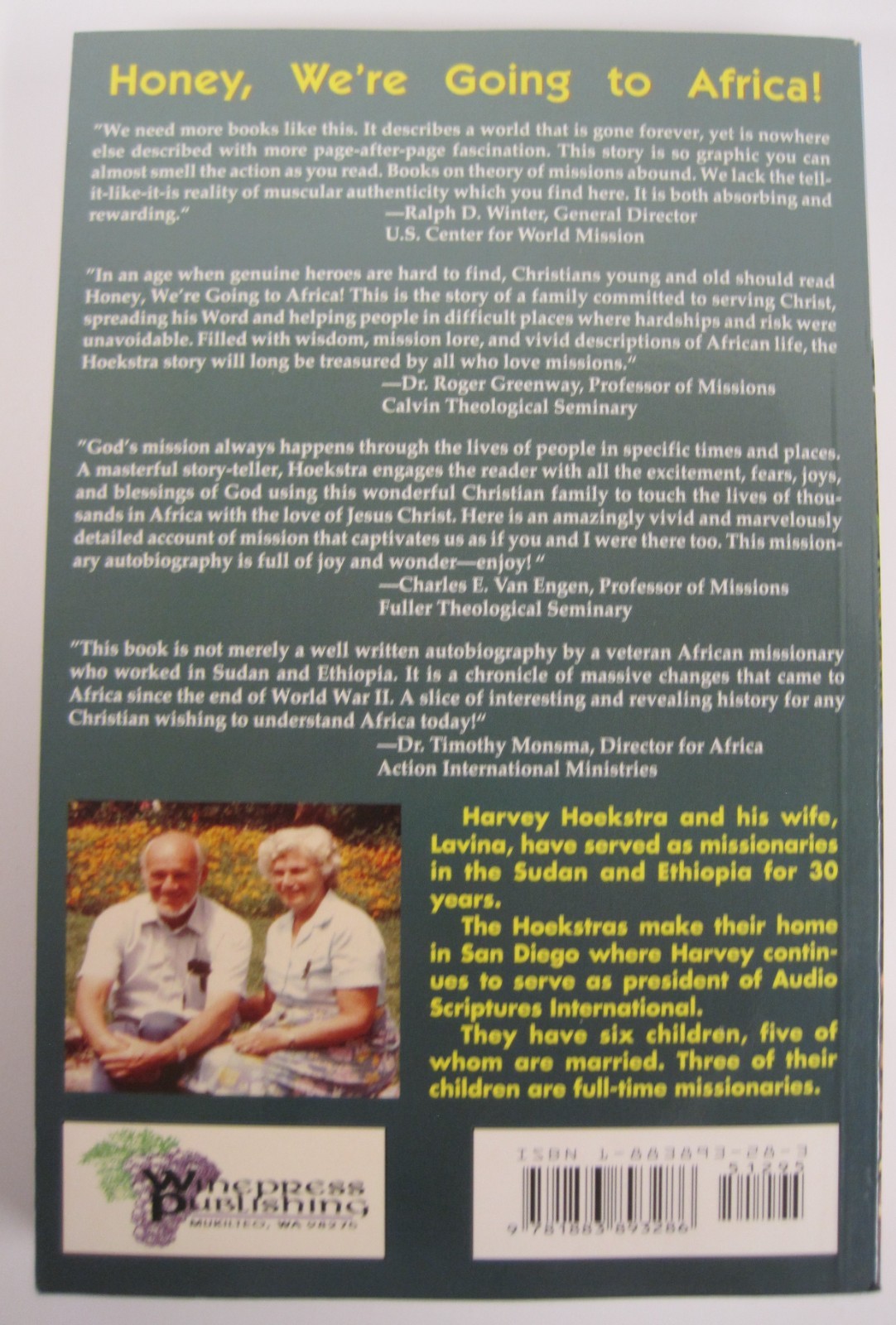 Honey, We&rsquo;re Going to Africa!, SIGNED by Harvey T. Hoekstra (SC)