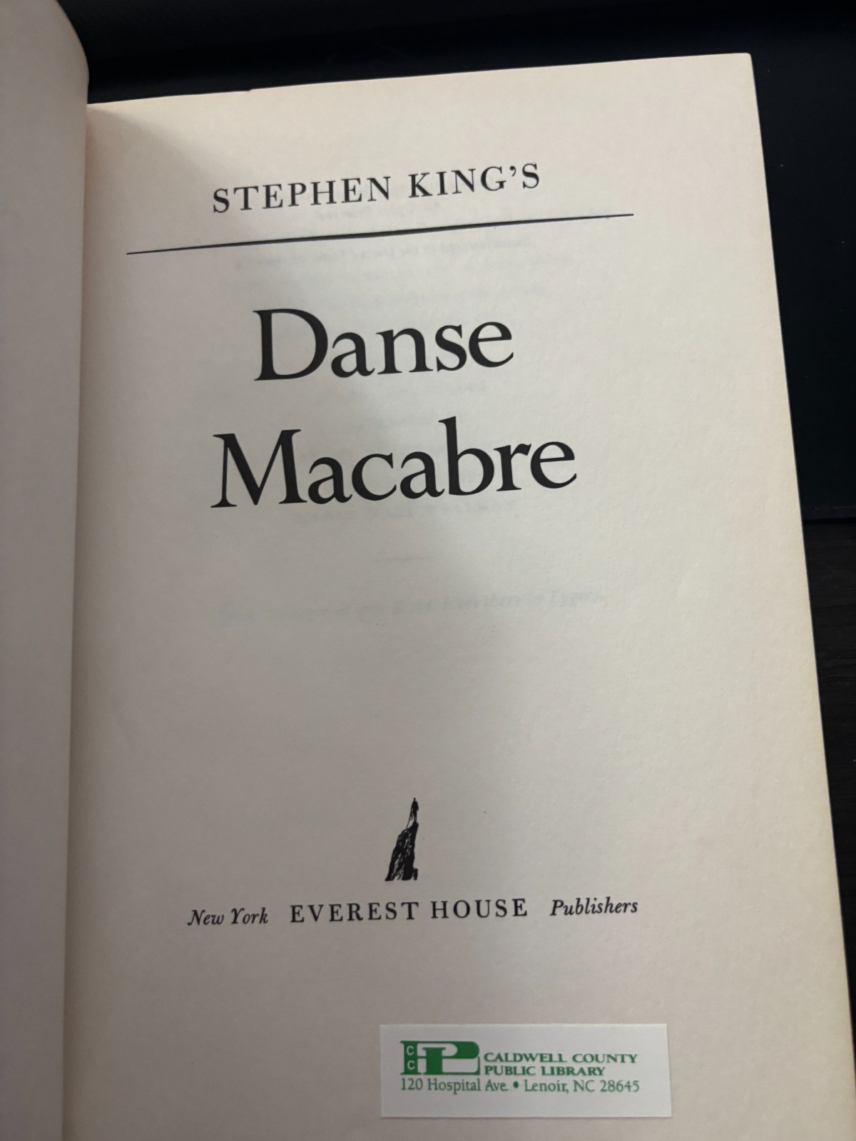 Stephen King&rsquo;s Danse Macabre Hardcover Book Club Edition 1981