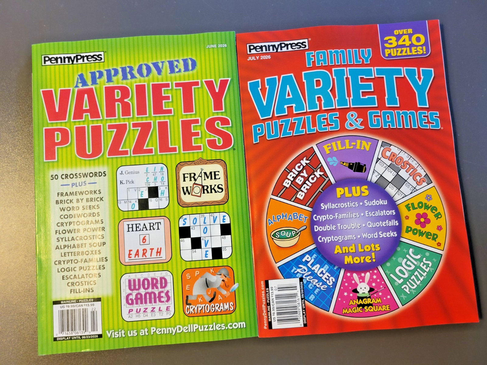 Lot of 2 Variety Puzzle Books by PENNYPRESS – Approved & Family Puzzles & Games