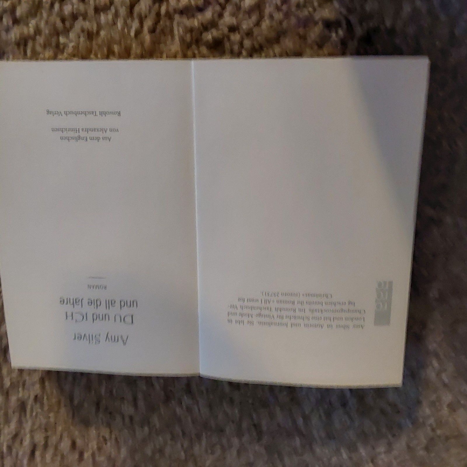 367 PAGE GERMAN LANGUAGE BOOK « DU UND ICH UND ALL DIE JAHRE » AMY SILVER
