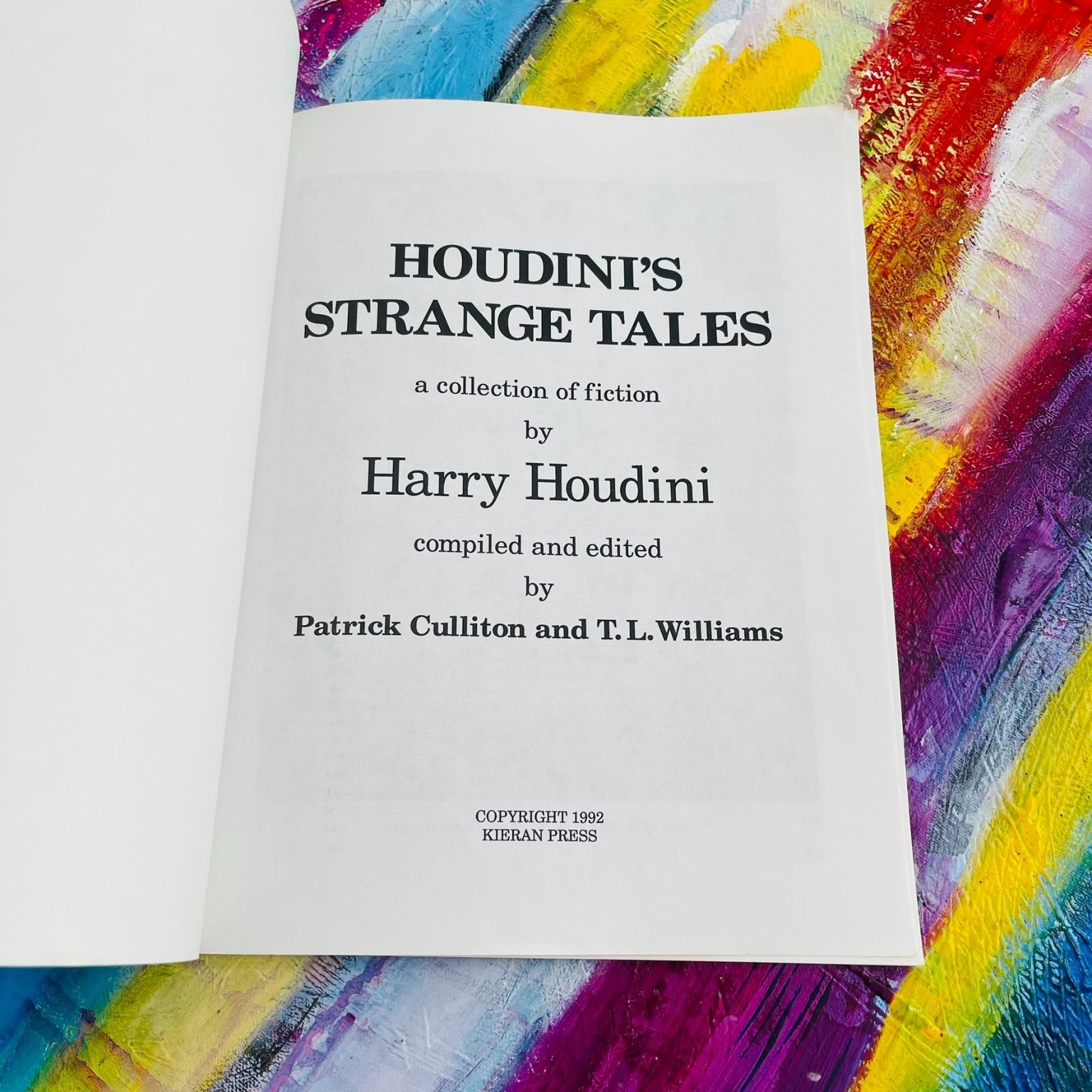 Houdini&rsquo;s Strange Tales Harry Houdini 1992 First Collection Magic Fiction Kieran