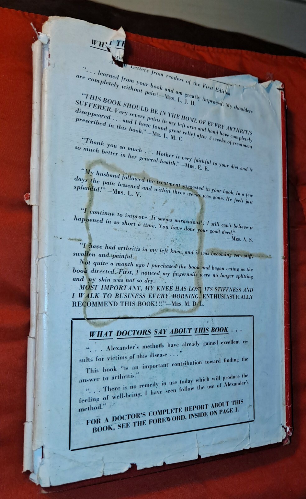 Arthritis & Common Sense by Dan Dale Alexander, 1955, includes menus, 255 pages
