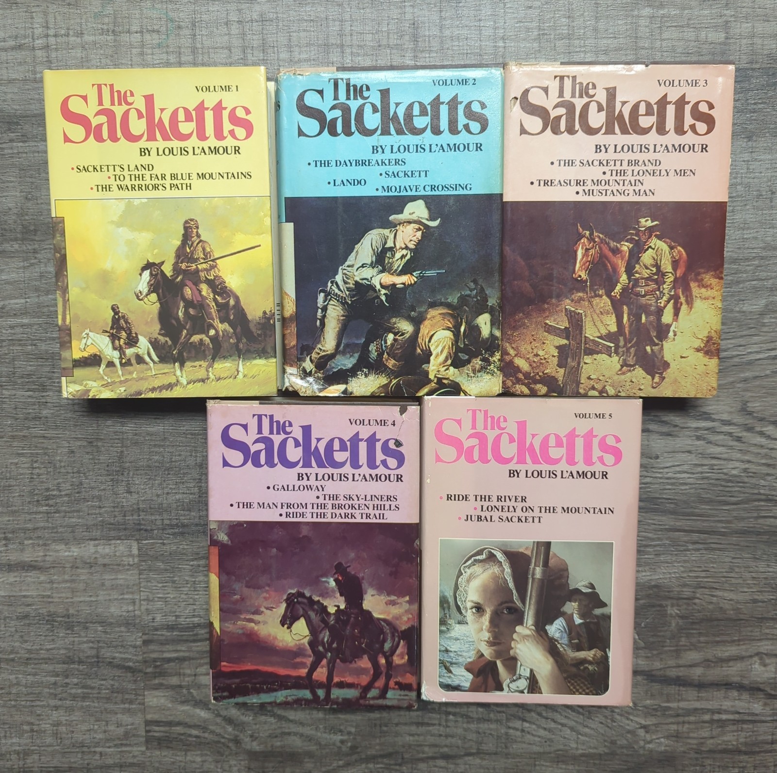 THE SACKETTS Complete 5 Volume Series by LOUIS L&rsquo;AMOUR Book Club Edition HCDJ