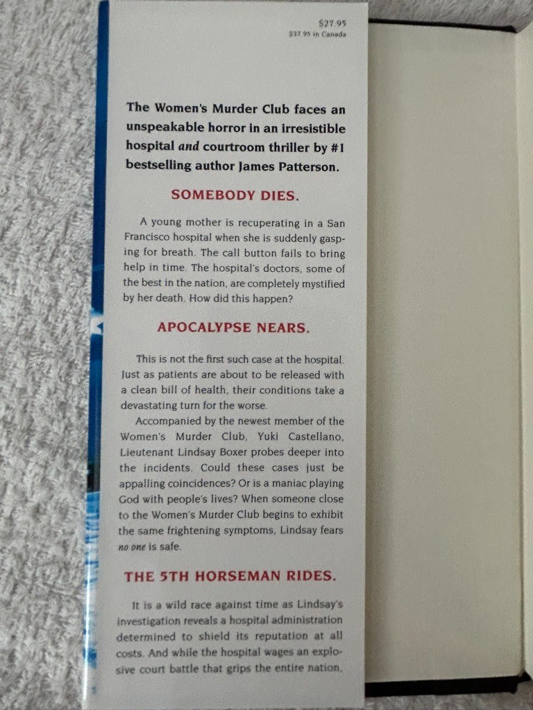 James Patterson, 2nd Chance; 5th Horseman; Alert; Sunday&rsquo;s at Tiffany&rsquo;s