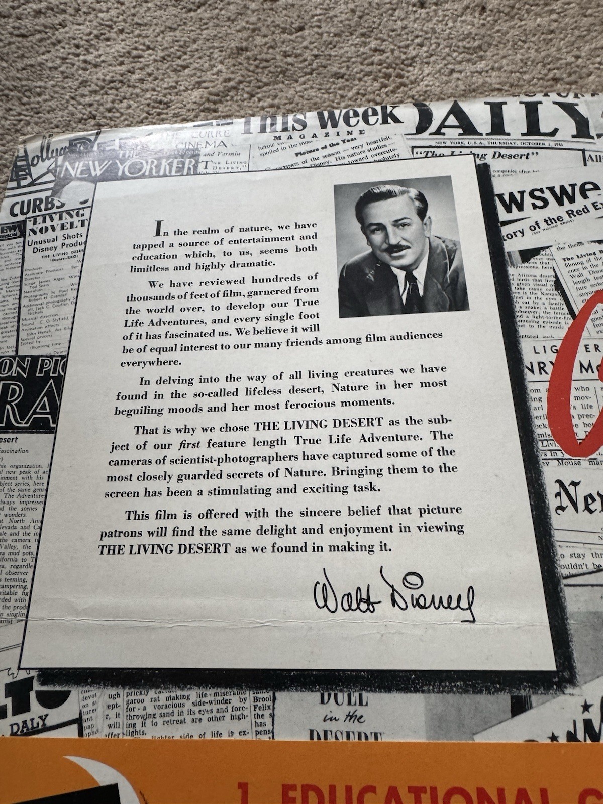 WALT DISNEY&rsquo;S LIVING DESERT 1953 Press Release Special Campaign Book Rare