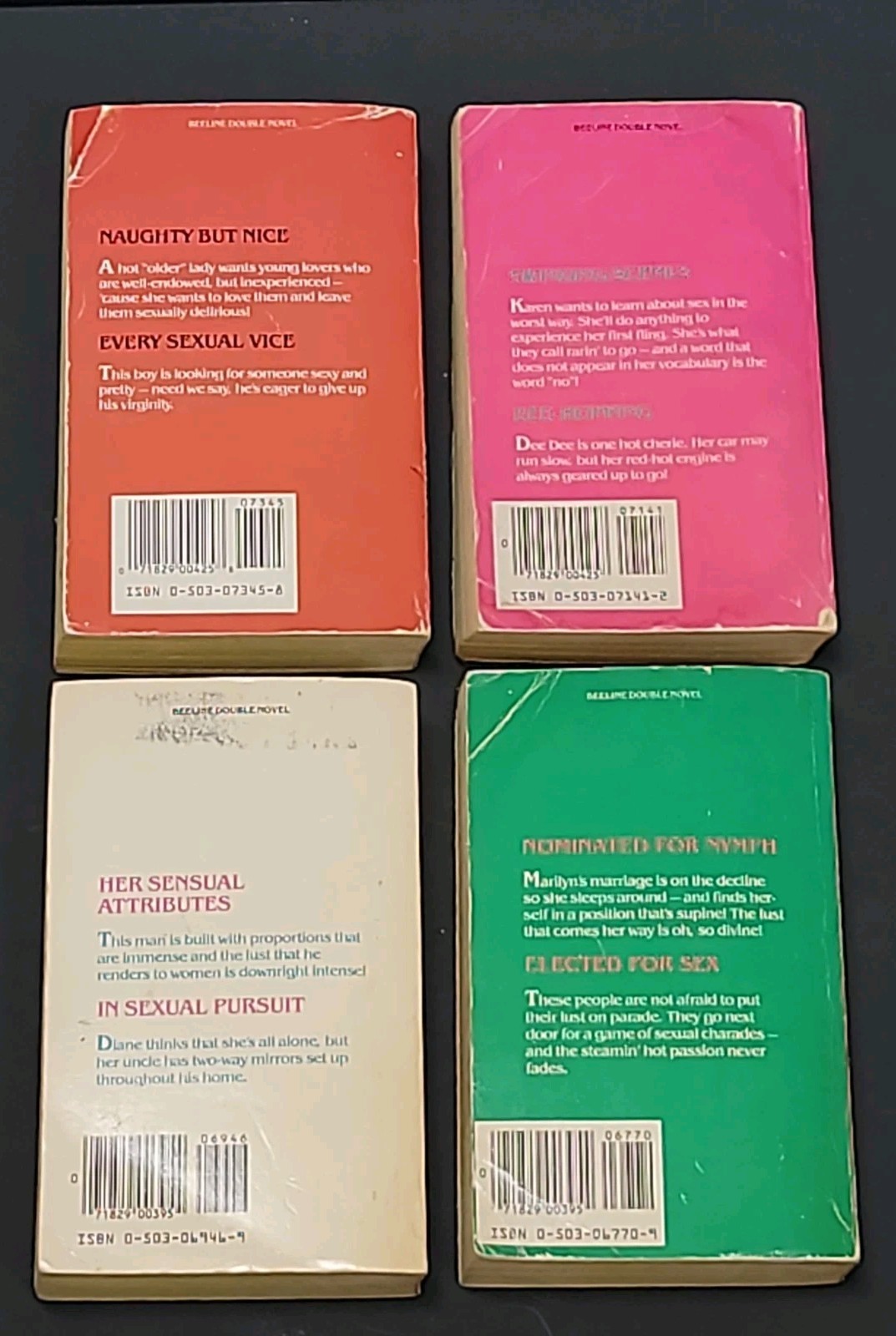 Lot of 4 1980&rsquo;s Vtg Paperback Beeline Double Novels SC