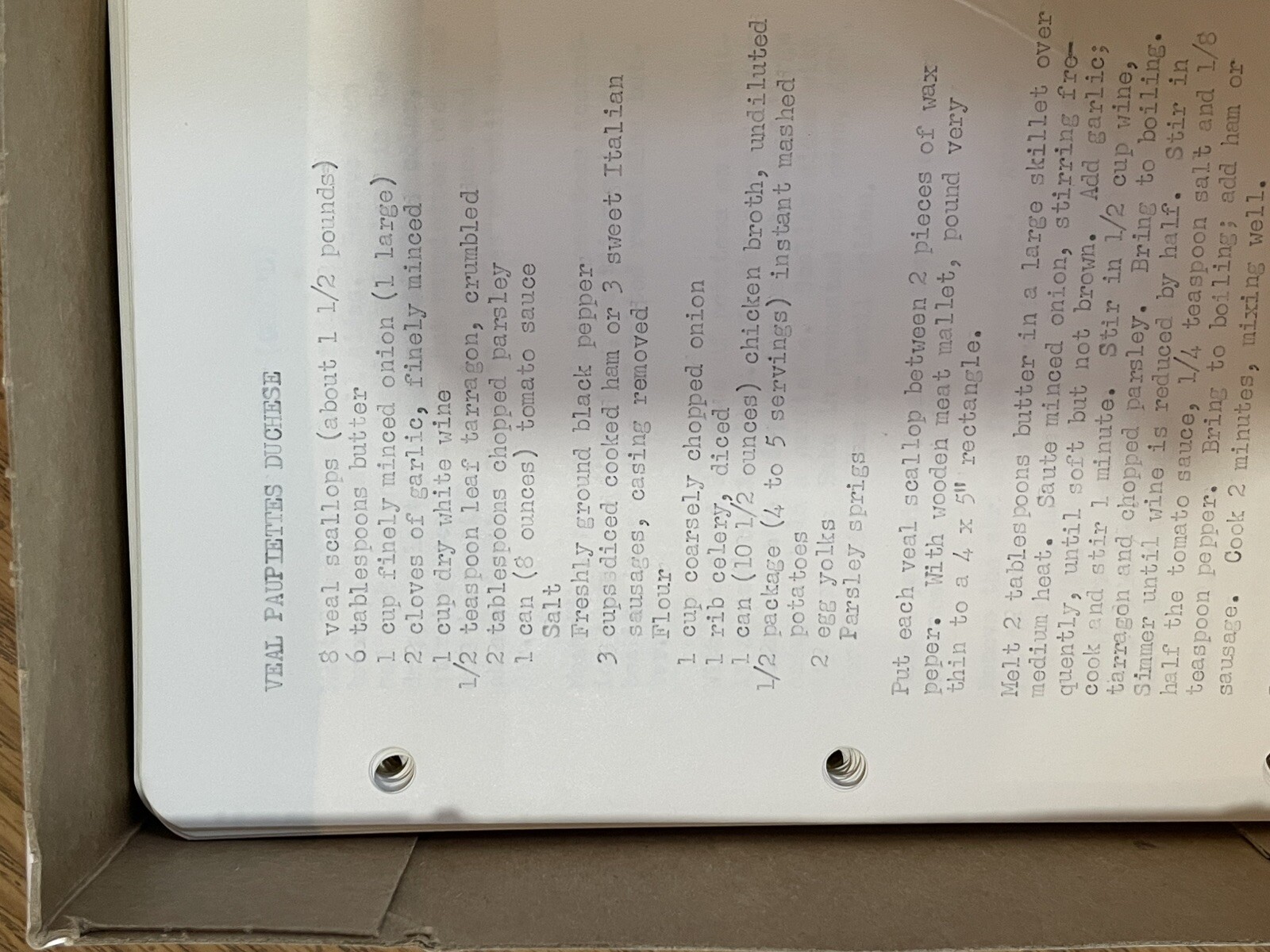 6 Boxes Of Typed Various Recipes Approximately 2500 Pages.