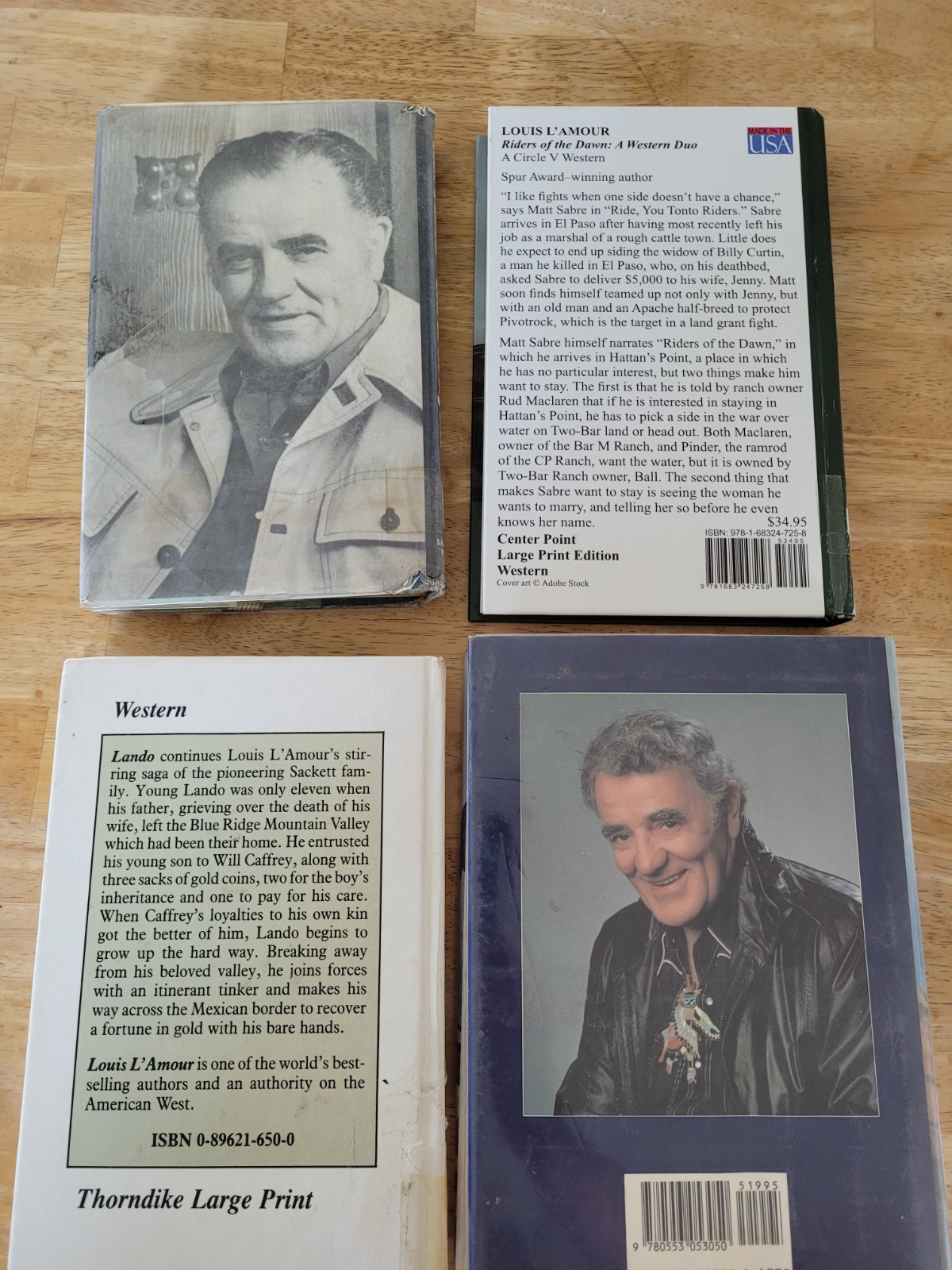 4 Louis L&rsquo;Amour Hardcover Book -2 Large Print -Sackett Companion-Ex Lib