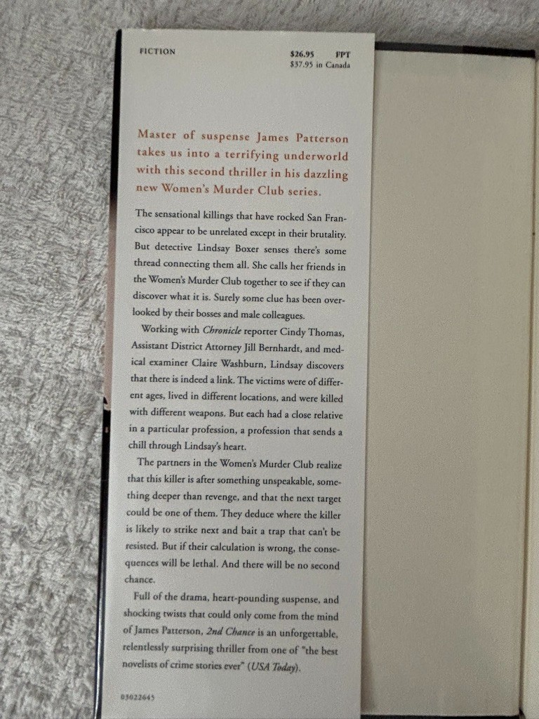 James Patterson, 2nd Chance; 5th Horseman; Alert; Sunday&rsquo;s at Tiffany&rsquo;s