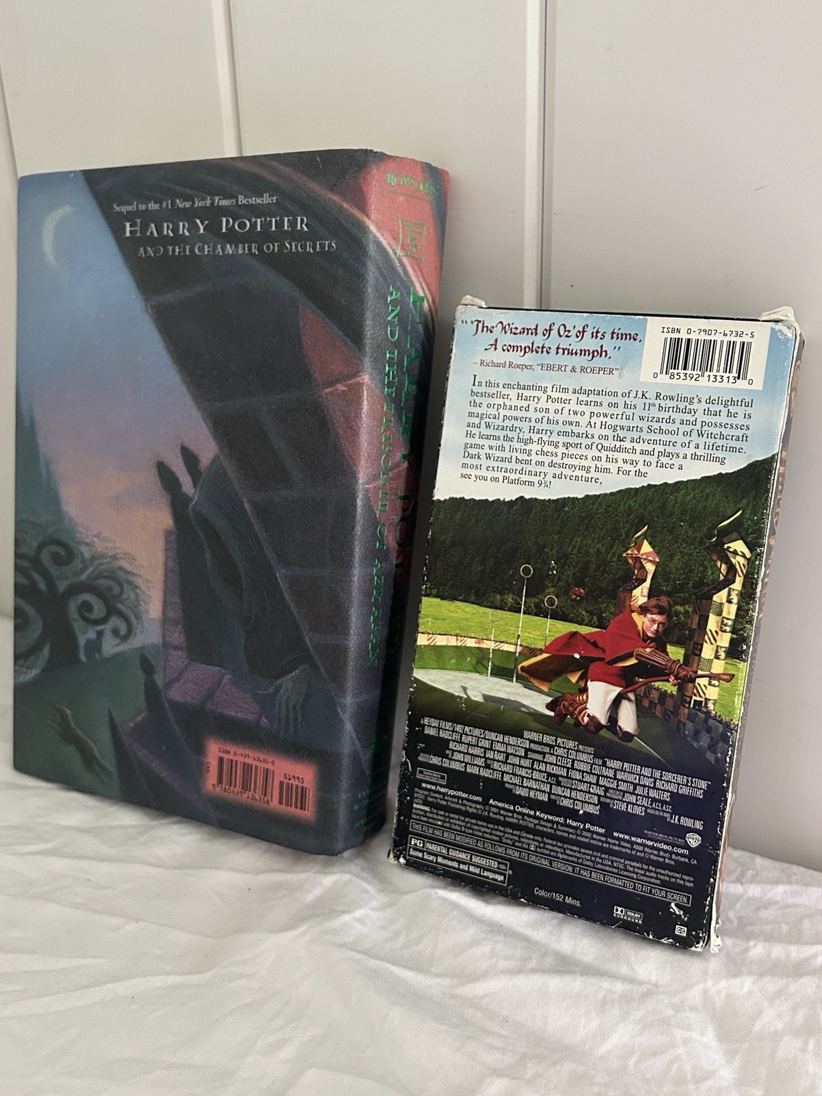 Harry Potter LOT Prisoner of Azkaban Hardcover book Sorcerer&rsquo;s Stone VHS Tape