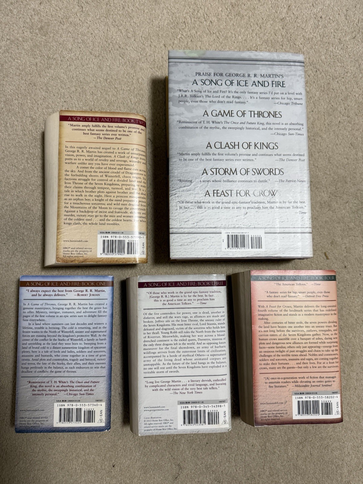 Game of Thrones Books Lot Set (1-5) Complete Series ~ George R.R. Martin