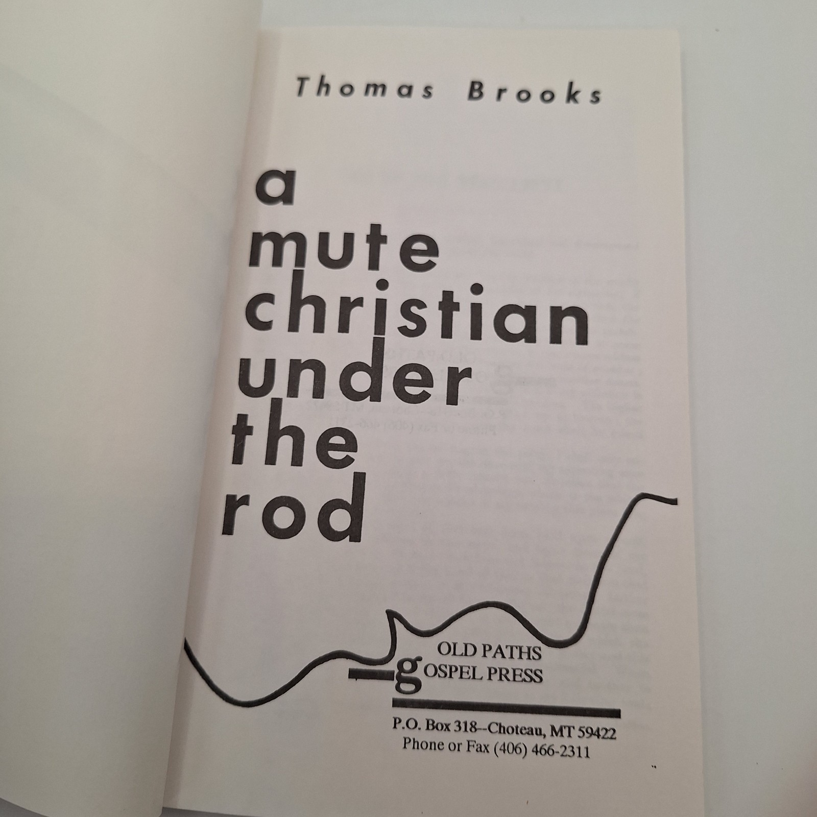 A Mute Christian Under the Rod by Thomas Brooks ~ PB