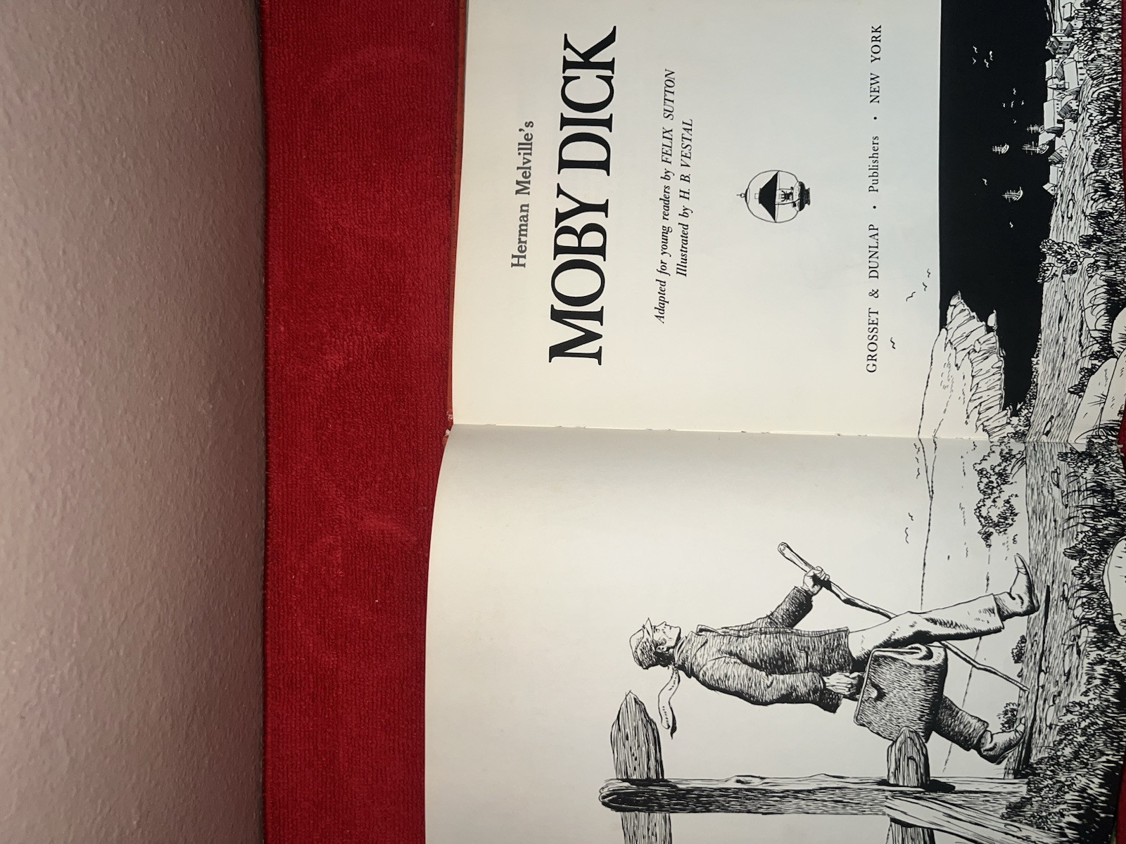 Herman Melville&rsquo;s MOBY DICK 1956 Grosset & Dunlap Hardcover Illustrated🌟Rare