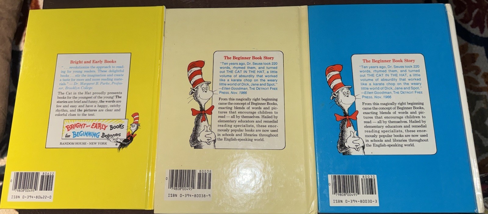 3 Vintage Hardcover Dr Suess Children&rsquo;s Books Fox In Socks ABC Mr Brown Beginner