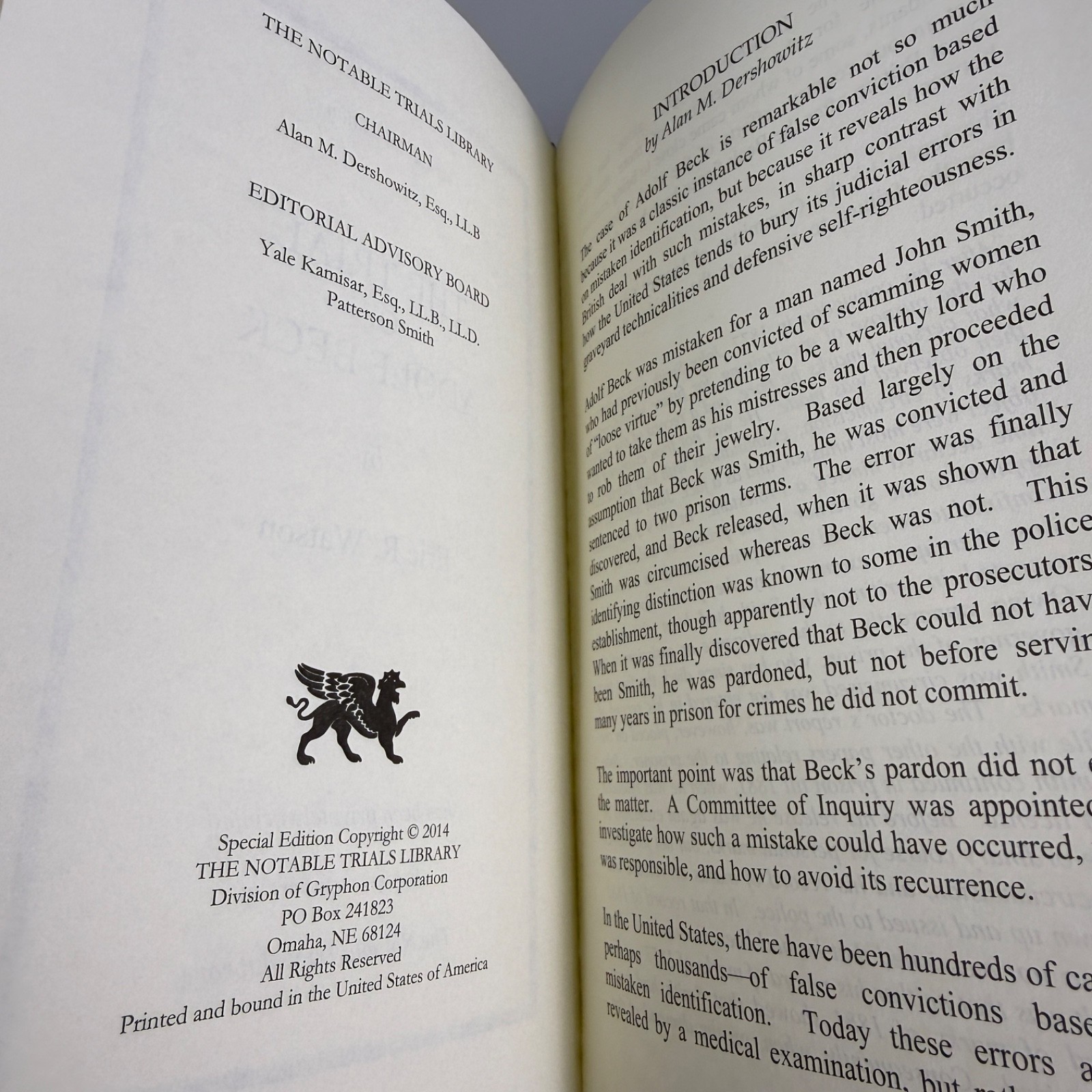 The Trial of Adolf Beck – Eric R. Watson – Gryphon Notable Trials Library – Ltd.
