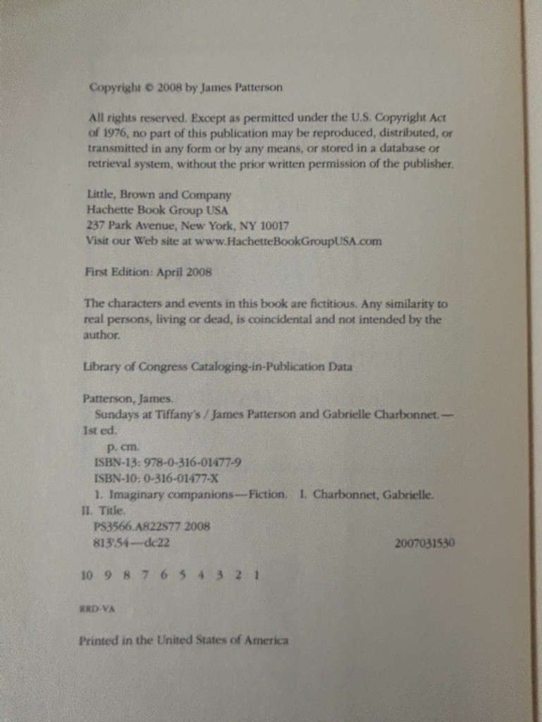 James Patterson, 2nd Chance; 5th Horseman; Alert; Sunday&rsquo;s at Tiffany&rsquo;s
