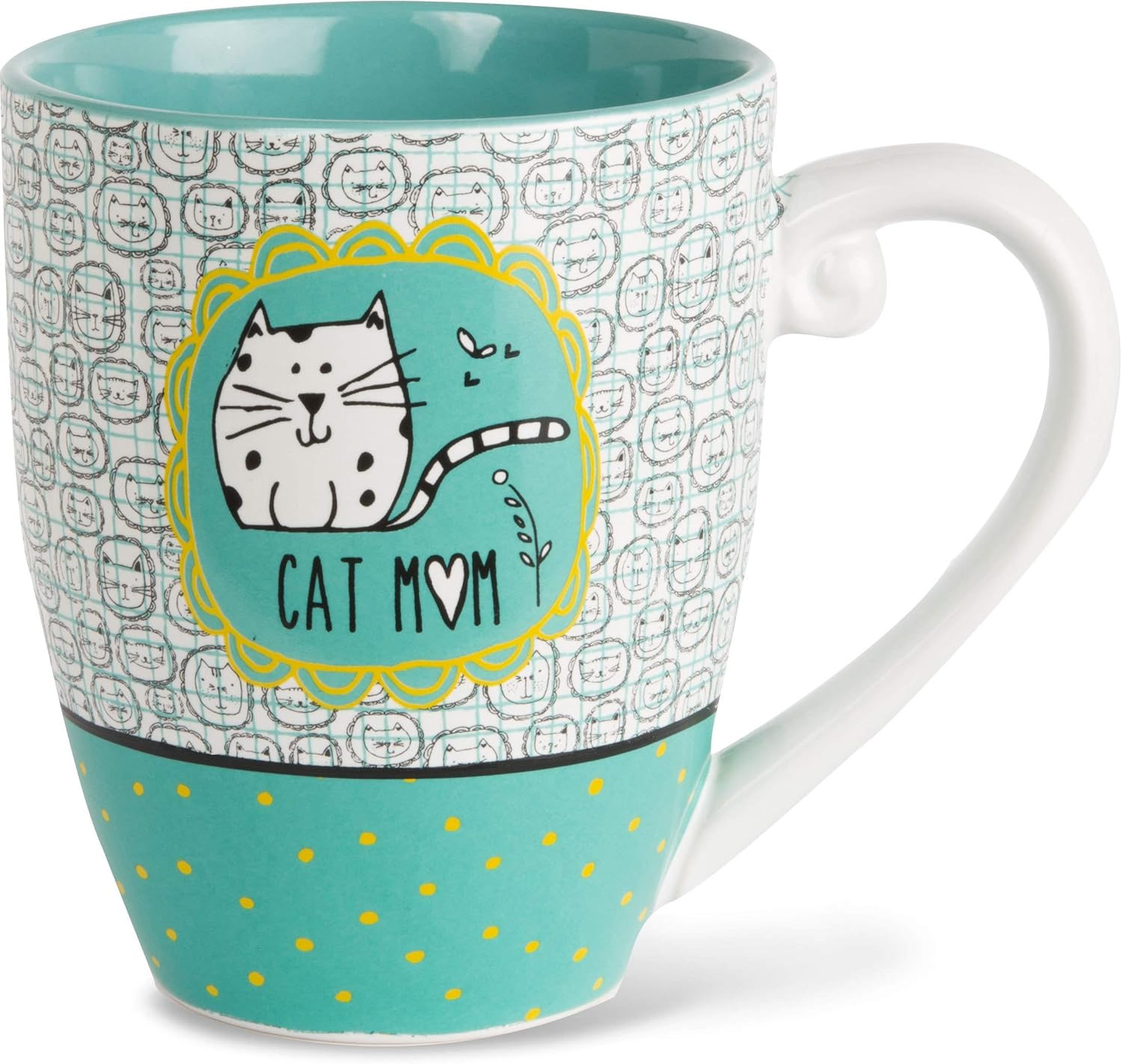 It&rsquo;S Cats & Dogs Cat Mom Ceramic Extra Large Coffee Mug Tea Cup, 20 Oz, Teal