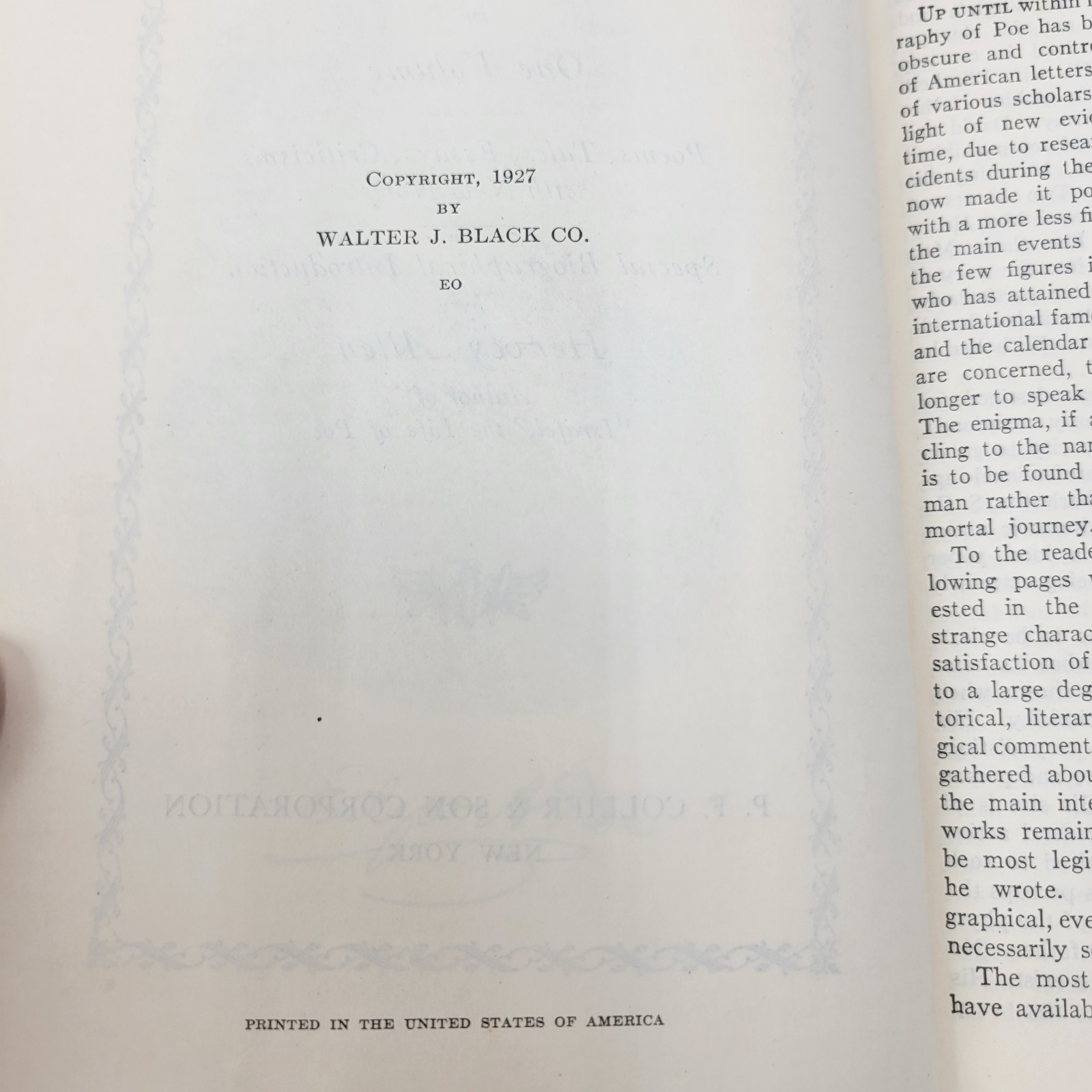 1927 POE COMPLETE WORKS Book Edger A. Poe Collier By Walter J. Black Co