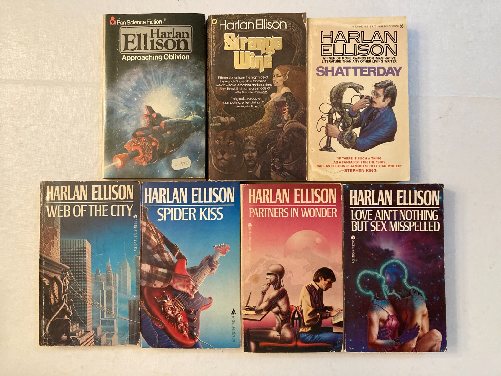 7 VINTAGE 70s -80s Harlan Ellison paperbacks – Very Good/Good condition