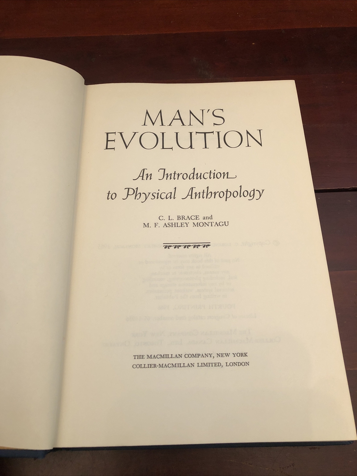 ￼”Man&rsquo;s Evolution An Introduction to Physical Anthropology” Brace & Montagu 1966