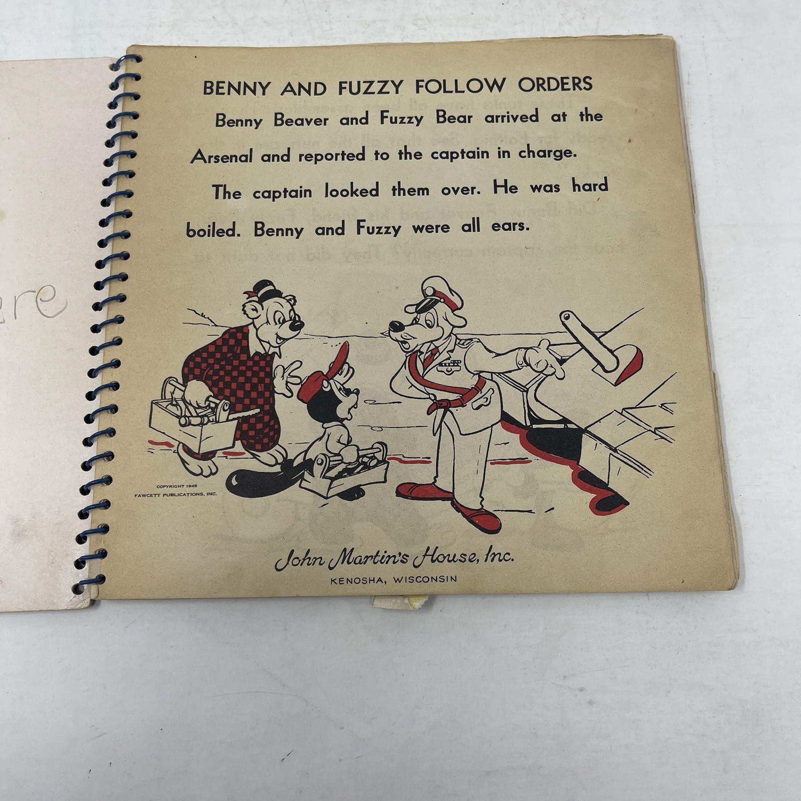 Benny Beaver and Fuzzy Bear Animated Novelty Book 1945 Complete Clean